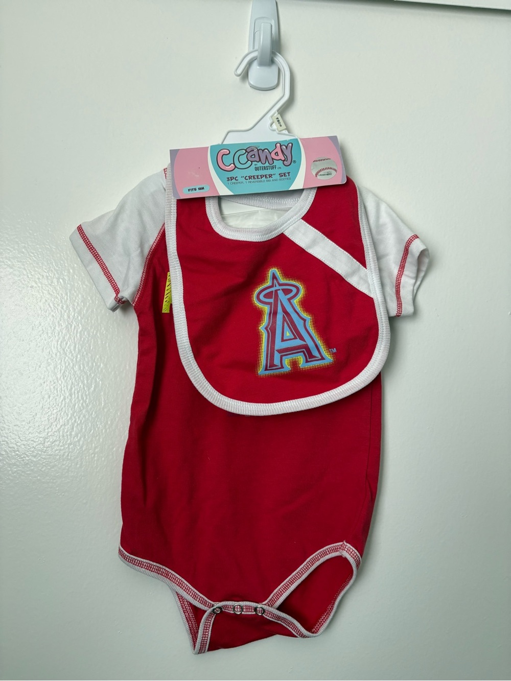 Red Baby Bodysuit & Bib Set with Angels 'A' Logo